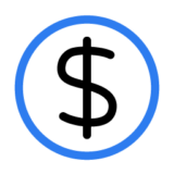 Black dollar sign in blue circle