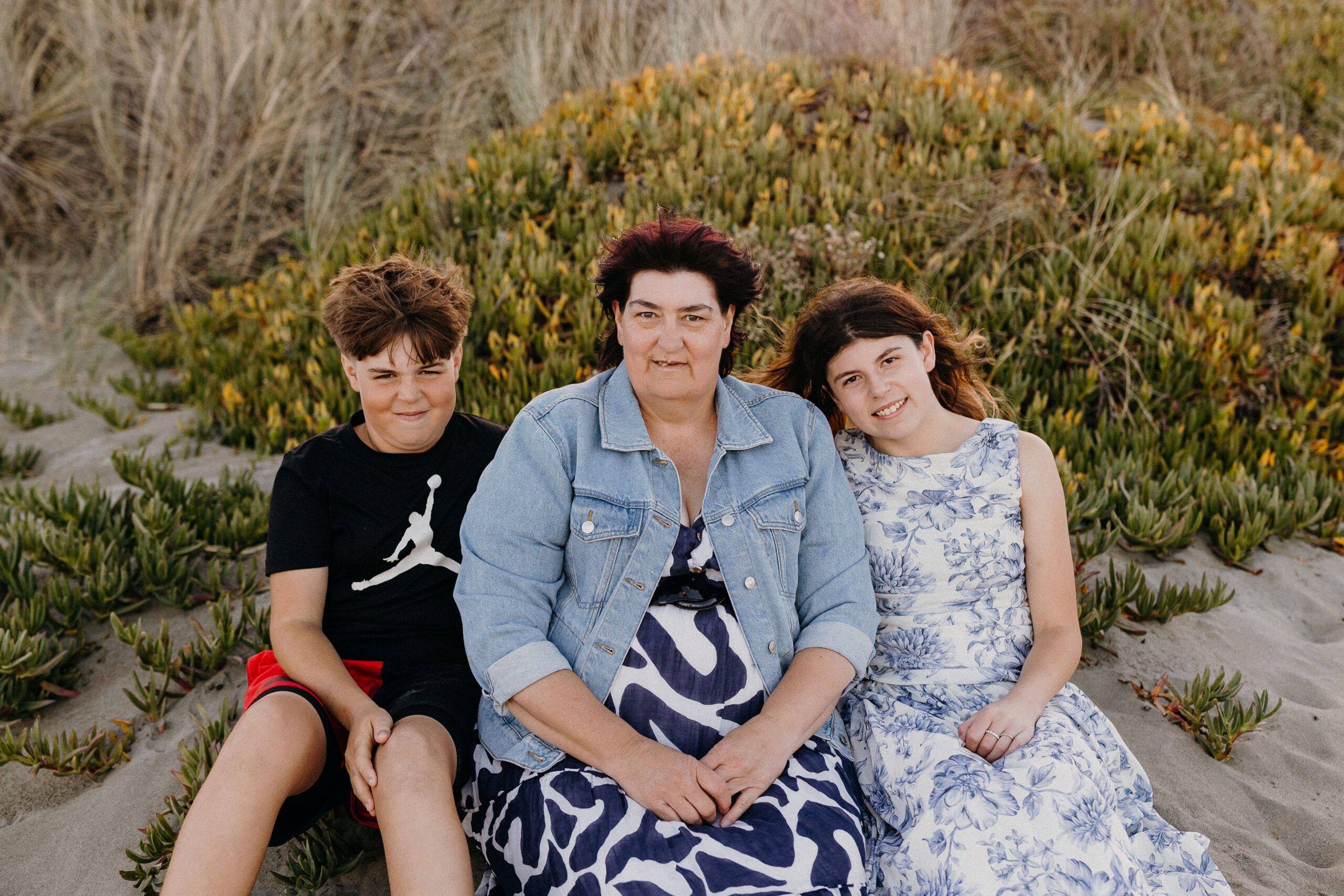 Catherine sitting down with her two children